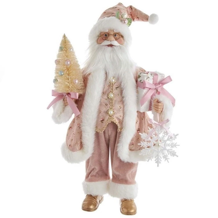 18" Boho Chic Santa Holding Bottle Brush
