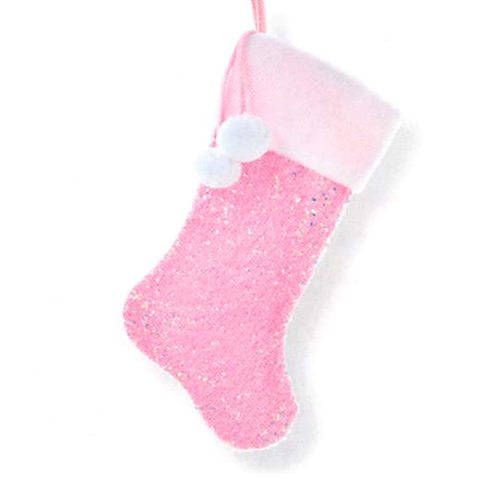 20.5" Iridescent Sequin Stocking with Faux Fur Cup and Pompons