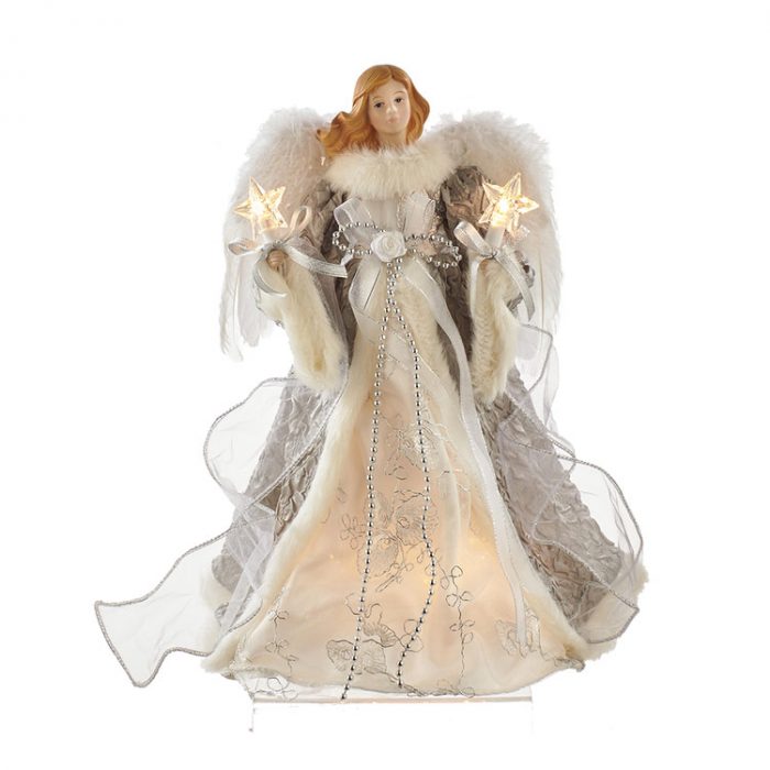 UL 10/L 14" Silver & Gray Angel Tree Top